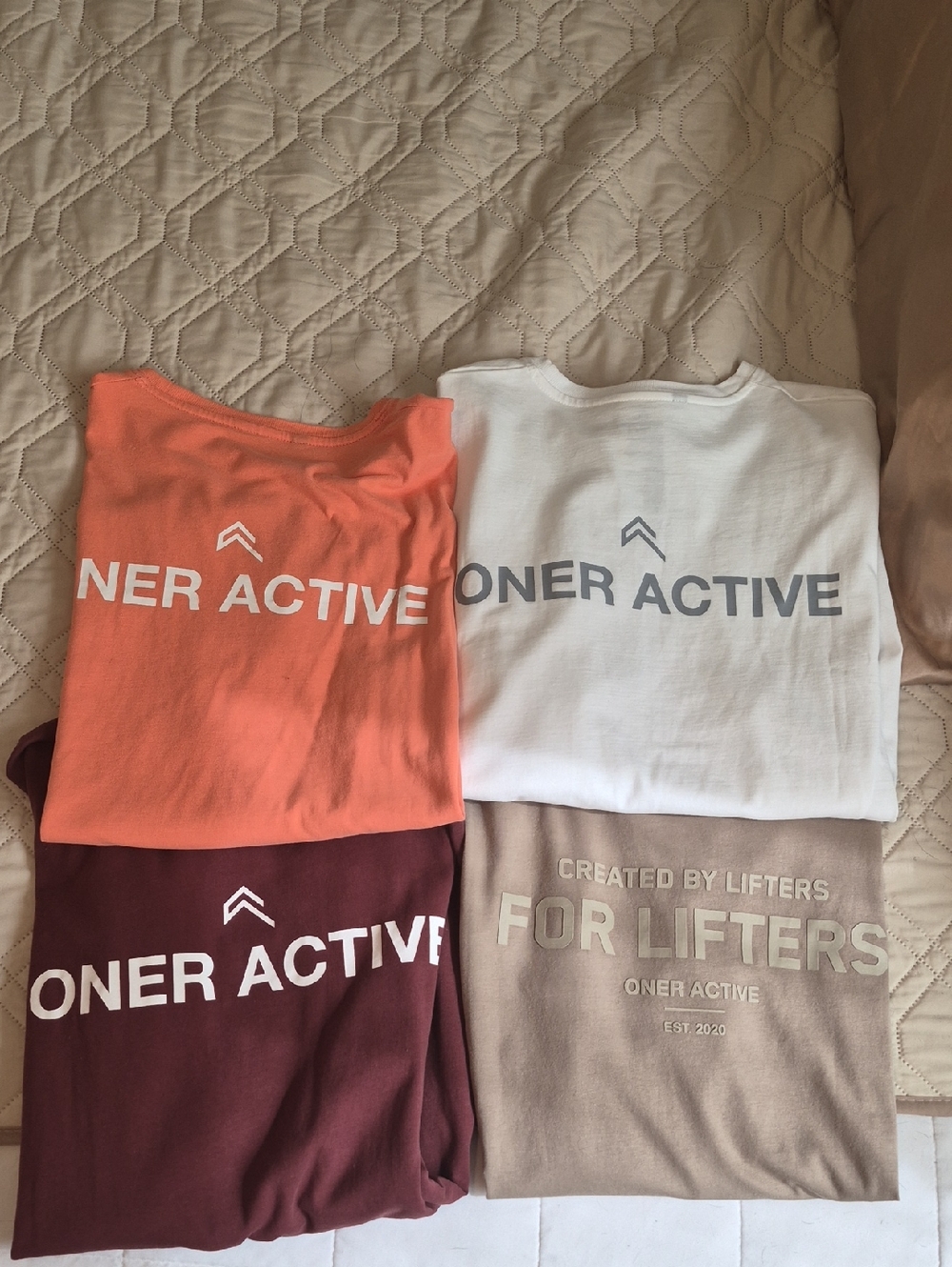 Oner Active Tee Set — Coral, White, Burgundy, Taupe